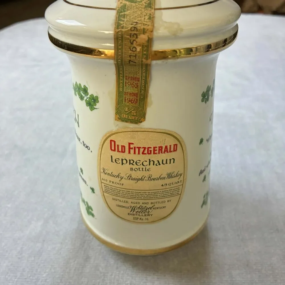 1968 Old Fitzgerald Leprechaun Bourbon Decanter Stitzel Weller Porcelain Empty